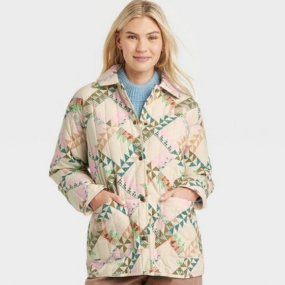 Universal Thread Quilted Patchwork Button Up Jacket Coat Sz S - Picture 1 of 12